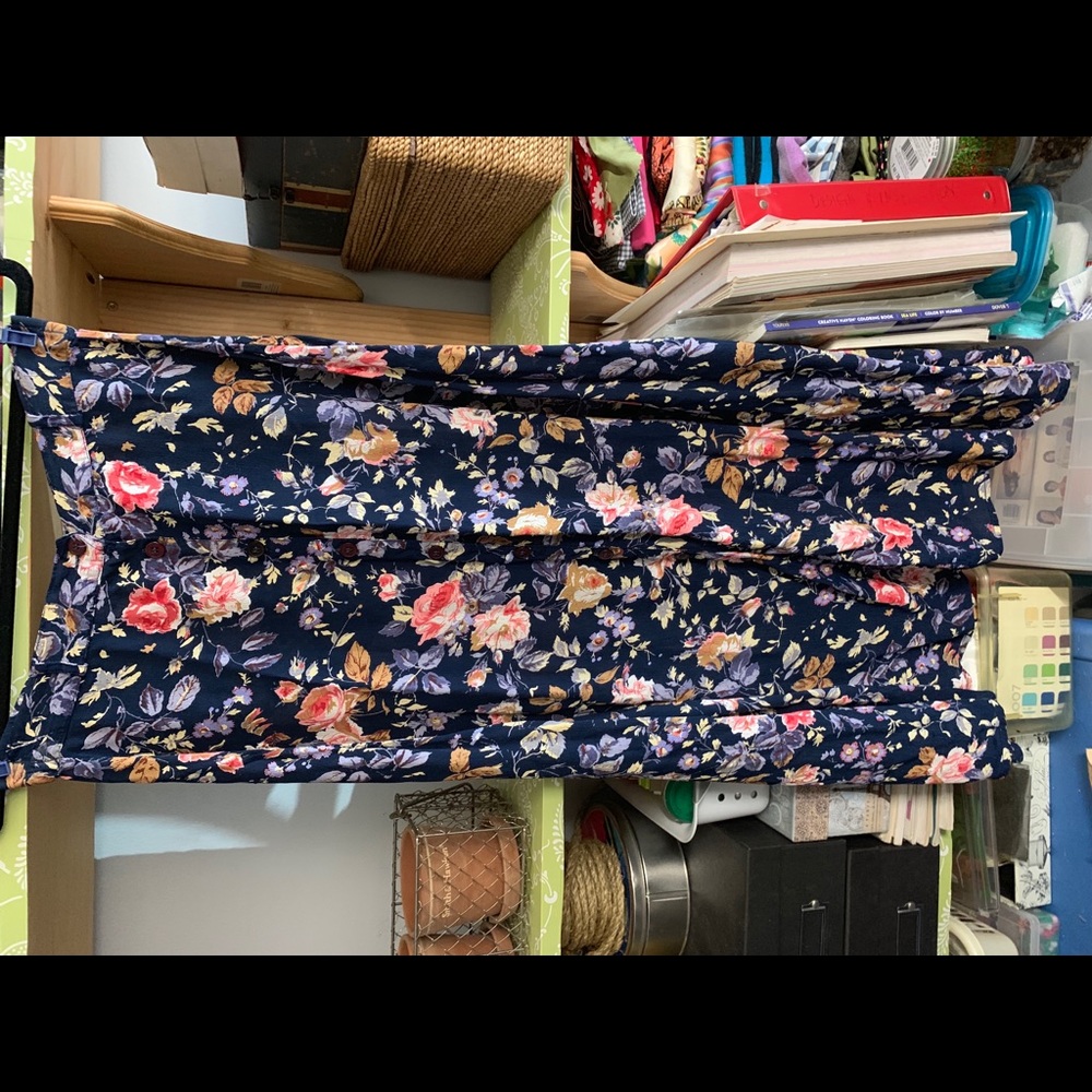 Tangibles Vintage Navy Floral Print Long Skirt